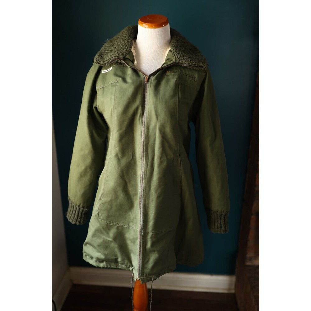 Vintage Women’s Rainshedder S/M Olive Green Sherpa lined Mid length Coat jacket